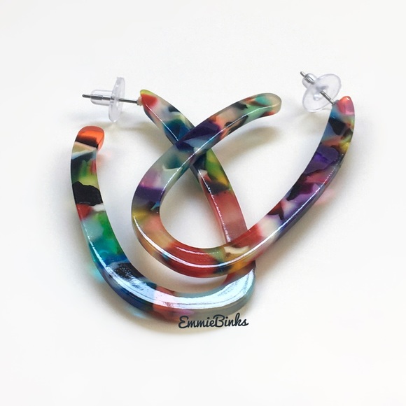 ✨3for$38 New Anthro Skinny Confetti Multicolor Hoop Earrings - Picture 6 of 12